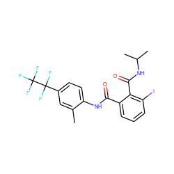 Cc1cc(C(F)(F)C(F)(F)F)ccc1NC(=O)c1cccc(I)c1C(=O)NC(C)C ZINC000103286681