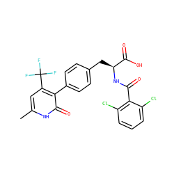 Cc1cc(C(F)(F)F)c(-c2ccc(C[C@H](NC(=O)c3c(Cl)cccc3Cl)C(=O)O)cc2)c(=O)[nH]1 ZINC000095588147