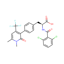 Cc1cc(C(F)(F)F)c(-c2ccc(C[C@H](NC(=O)c3c(Cl)cccc3Cl)C(=O)O)cc2)c(=O)n1C ZINC000043171115