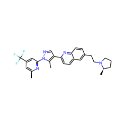 Cc1cc(C(F)(F)F)cc(-n2ncc(-c3ccc4cc(CCN5CCC[C@H]5C)ccc4n3)c2C)n1 ZINC000035802289