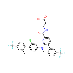 Cc1cc(C(F)(F)F)ccc1-c1ccc(NCc2ccc(C(F)(F)F)cc2-c2ccc(C(=O)NCCC(=O)O)nc2)cc1Cl ZINC000169702700