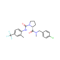 Cc1cc(C(F)(F)F)ccc1NC(=O)N1CCC[C@@H]1C(=O)N(C)Cc1ccc(Cl)cc1 ZINC000040898043