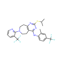 Cc1cc(C(F)(F)F)ccc1Nc1nc(SC(C)C)nc2c1CCN(c1ncccc1C(F)(F)F)CC2 ZINC000146338374