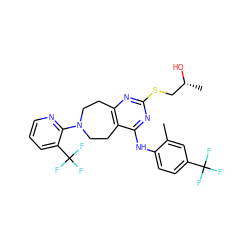 Cc1cc(C(F)(F)F)ccc1Nc1nc(SC[C@@H](C)O)nc2c1CCN(c1ncccc1C(F)(F)F)CC2 ZINC000147315959