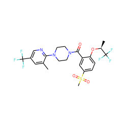 Cc1cc(C(F)(F)F)cnc1N1CCN(C(=O)c2cc(S(C)(=O)=O)ccc2O[C@@H](C)C(F)(F)F)CC1 ZINC000053298421