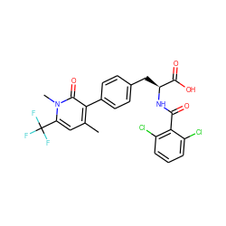 Cc1cc(C(F)(F)F)n(C)c(=O)c1-c1ccc(C[C@H](NC(=O)c2c(Cl)cccc2Cl)C(=O)O)cc1 ZINC000095587546