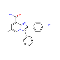 Cc1cc(C(N)=O)c2nc(-c3ccc(C4(N)CCC4)cc3)c(-c3ccccc3)n2c1 ZINC000113654748