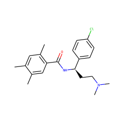 Cc1cc(C)c(C(=O)N[C@H](CCN(C)C)c2ccc(Cl)cc2)cc1C ZINC000013684690