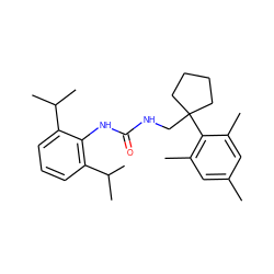 Cc1cc(C)c(C2(CNC(=O)Nc3c(C(C)C)cccc3C(C)C)CCCC2)c(C)c1 ZINC000013736859