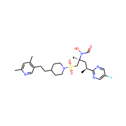 Cc1cc(C)c(CCC2CCN(S(=O)(=O)C[C@](C)(C[C@H](C)c3ncc(F)cn3)N(O)C=O)CC2)cn1 ZINC000066077842