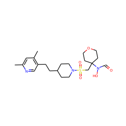 Cc1cc(C)c(CCC2CCN(S(=O)(=O)CC3(N(O)C=O)CCOCC3)CC2)cn1 ZINC000071294709