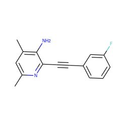 Cc1cc(C)c(N)c(C#Cc2cccc(F)c2)n1 ZINC000003821213