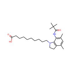 Cc1cc(C)c(NC(=O)C(C)(C)C)c2c1CCN2CCCCCCCCCC(=O)O ZINC000040403564