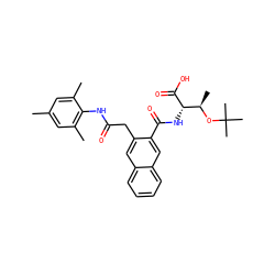 Cc1cc(C)c(NC(=O)Cc2cc3ccccc3cc2C(=O)N[C@H](C(=O)O)[C@@H](C)OC(C)(C)C)c(C)c1 ZINC000299830586