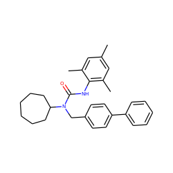 Cc1cc(C)c(NC(=O)N(Cc2ccc(-c3ccccc3)cc2)C2CCCCCC2)c(C)c1 ZINC000001544333