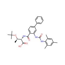 Cc1cc(C)c(NC(=O)Nc2cc(-c3ccccc3)ccc2C(=O)N[C@H](C(=O)O)[C@@H](C)OC(C)(C)C)c(C)c1 ZINC000044417164