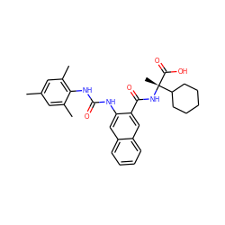 Cc1cc(C)c(NC(=O)Nc2cc3ccccc3cc2C(=O)N[C@](C)(C(=O)O)C2CCCCC2)c(C)c1 ZINC000040936160