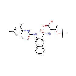 Cc1cc(C)c(NC(=O)Nc2cc3ccccc3cc2C(=O)N[C@H](C(=O)O)[C@@H](C)OC(C)(C)C)c(C)c1 ZINC000040405605