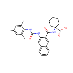 Cc1cc(C)c(NC(=O)Nc2cc3ccccc3cc2C(=O)NC2(C(=O)O)CCCCC2)c(C)c1 ZINC000040934589