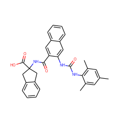 Cc1cc(C)c(NC(=O)Nc2cc3ccccc3cc2C(=O)NC2(C(=O)O)Cc3ccccc3C2)c(C)c1 ZINC000040936802