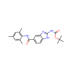 Cc1cc(C)c(NC(=O)c2ccc3[nH]c(NC(=O)OC(C)(C)C)nc3c2)c(C)c1 ZINC000013533777