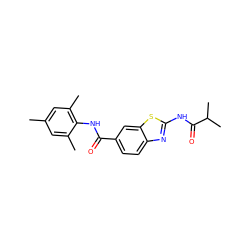 Cc1cc(C)c(NC(=O)c2ccc3nc(NC(=O)C(C)C)sc3c2)c(C)c1 ZINC000013533897