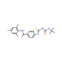 Cc1cc(C)c(NC(=O)c2ccc3nc(NC(=O)NC(C)(C)C)sc3c2)c(C)c1 ZINC000013534027