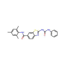 Cc1cc(C)c(NC(=O)c2ccc3nc(NC(=O)Nc4ccccc4)sc3c2)c(C)c1 ZINC000013534011