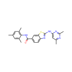 Cc1cc(C)c(NC(=O)c2ccc3nc(Nc4cc(C)nc(C)n4)sc3c2)c(C)c1 ZINC000013536607