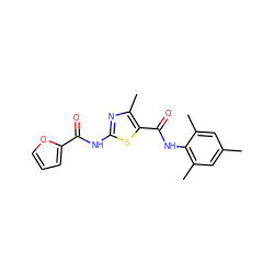 Cc1cc(C)c(NC(=O)c2sc(NC(=O)c3ccco3)nc2C)c(C)c1 ZINC000013587428