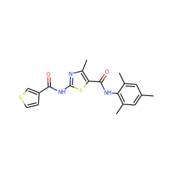 Cc1cc(C)c(NC(=O)c2sc(NC(=O)c3ccsc3)nc2C)c(C)c1 ZINC000014952064