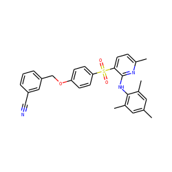Cc1cc(C)c(Nc2nc(C)ccc2S(=O)(=O)c2ccc(OCc3cccc(C#N)c3)cc2)c(C)c1 ZINC000028570020
