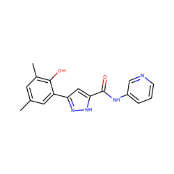 Cc1cc(C)c(O)c(-c2cc(C(=O)Nc3cccnc3)[nH]n2)c1 ZINC000013121731