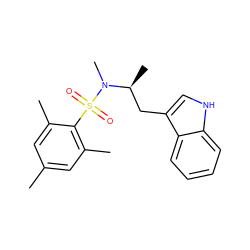 Cc1cc(C)c(S(=O)(=O)N(C)[C@@H](C)Cc2c[nH]c3ccccc23)c(C)c1 ZINC000028820700