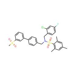 Cc1cc(C)c(S(=O)(=O)N(Cc2ccc(-c3cccc(S(C)(=O)=O)c3)cc2)Cc2ccc(F)cc2Cl)c(C)c1 ZINC000049802719