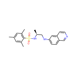 Cc1cc(C)c(S(=O)(=O)N[C@@H](C)CNc2ccc3cnccc3c2)c(C)c1 ZINC000169337247