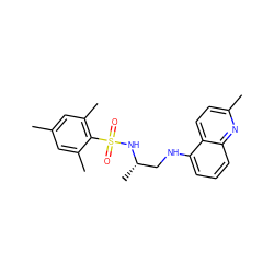 Cc1cc(C)c(S(=O)(=O)N[C@@H](C)CNc2cccc3nc(C)ccc23)c(C)c1 ZINC000166236334