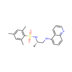 Cc1cc(C)c(S(=O)(=O)N[C@@H](C)CNc2cccc3ncccc23)c(C)c1 ZINC000043129902