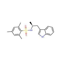 Cc1cc(C)c(S(=O)(=O)N[C@@H](C)Cc2c[nH]c3ccccc23)c(C)c1 ZINC000028820625