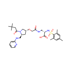 Cc1cc(C)c(S(=O)(=O)N[C@@H](CNC(=O)CO[C@@H]2C[C@@H](CNc3ccccn3)N(C(=O)CC(C)(C)C)C2)C(=O)O)c(C)c1 ZINC000028710142