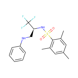 Cc1cc(C)c(S(=O)(=O)N[C@@H](CNc2ccccc2)C(F)(F)F)c(C)c1 ZINC000103253885