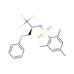 Cc1cc(C)c(S(=O)(=O)N[C@@H](COc2ccccc2)C(F)(F)F)c(C)c1 ZINC000103253889