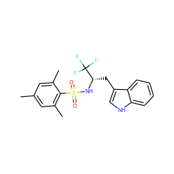 Cc1cc(C)c(S(=O)(=O)N[C@@H](Cc2c[nH]c3ccccc23)C(F)(F)F)c(C)c1 ZINC000038239326