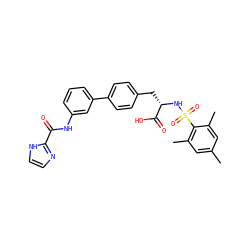 Cc1cc(C)c(S(=O)(=O)N[C@@H](Cc2ccc(-c3cccc(NC(=O)c4ncc[nH]4)c3)cc2)C(=O)O)c(C)c1 ZINC000001490525