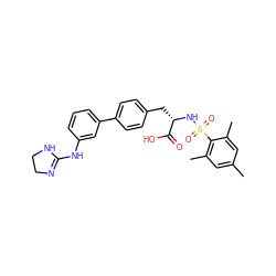 Cc1cc(C)c(S(=O)(=O)N[C@@H](Cc2ccc(-c3cccc(NC4=NCCN4)c3)cc2)C(=O)O)c(C)c1 ZINC000028957956