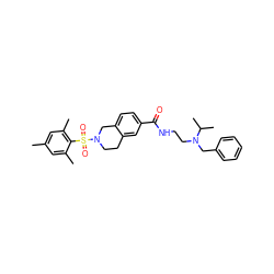 Cc1cc(C)c(S(=O)(=O)N2CCc3cc(C(=O)NCCN(Cc4ccccc4)C(C)C)ccc3C2)c(C)c1 ZINC000474609491