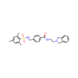 Cc1cc(C)c(S(=O)(=O)NCc2ccc(C(=O)NCCN3Cc4ccccc4C3)cc2)c(C)c1 ZINC000066123563