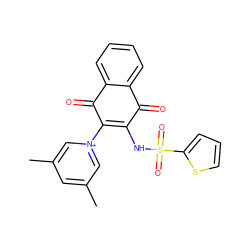 Cc1cc(C)c[n+](C2=C(NS(=O)(=O)c3cccs3)C(=O)c3ccccc3C2=O)c1 ZINC000002349775