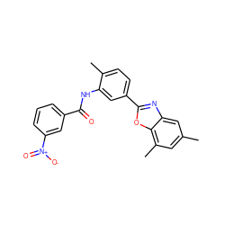 Cc1cc(C)c2oc(-c3ccc(C)c(NC(=O)c4cccc([N+](=O)[O-])c4)c3)nc2c1 ZINC000000824701