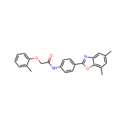 Cc1cc(C)c2oc(-c3ccc(NC(=O)COc4ccccc4C)cc3)nc2c1 ZINC000001204000